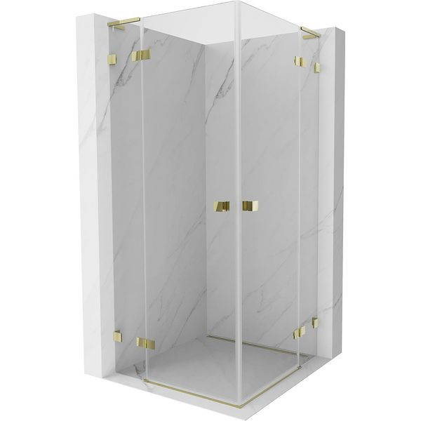 Mexen Lunar L Duo Cabina Doccia A Battente 70 X 70 Cm, Trasparente, Dorata - 834L-070L-070P-50-00-image