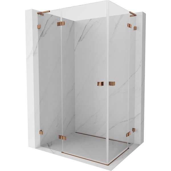 Mexen Lunar L Duo Cabina Doccia A Battente Sinistra 110 X 90 Cm, Trasparente, Oro Rosa - 834L-110L-090P-60-00-image