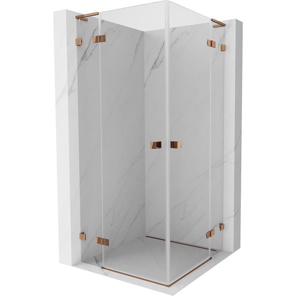 Mexen Lunar L Duo Cabina Doccia Ad Anta Battente 85 X 85 Cm, Trasparente, Oro Rosa - 834L-085L-085P-60-00-image