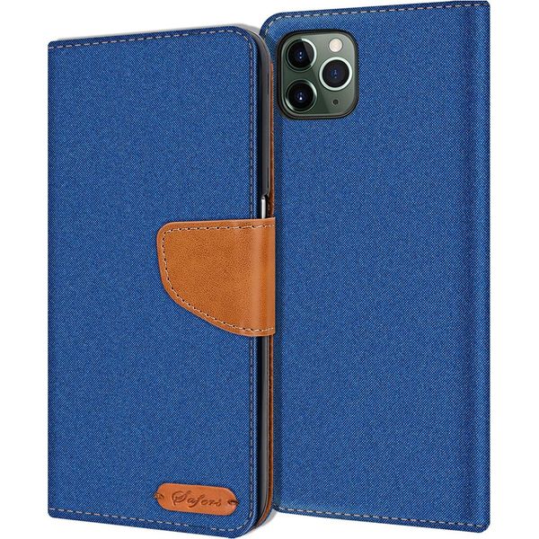 Custodia Del Telefono Cellulare Iphone 11 Pro Max Case Portafoglio Flip Case Custodia Protettiva Cover Tessuto Cover-image