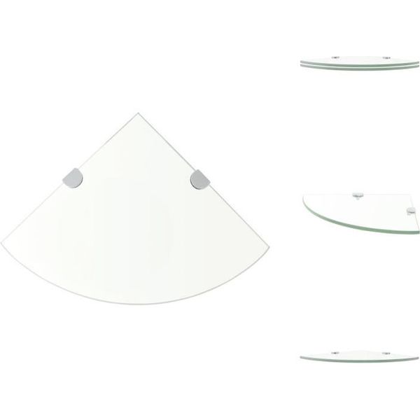 Vidaxl Mensole Angolari 2 Pezzi Con Staffe Cromate In Vetro Trasparente - Mensole Da Parete-image