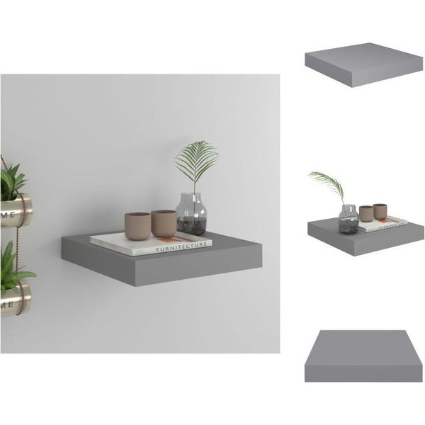 Vidaxl Scaffale Galleggiante Grigio 23X23,5X3,8 Cm Mdf - Mensole A Muro-image