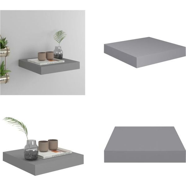 Vidaxl Mensola Galleggiante Grigia 23X23,5X3,8 Cm In Mdf - Mensola A Muro - Mensola A Muro Galleggiante - Mensola A Muro Galleggiante-image