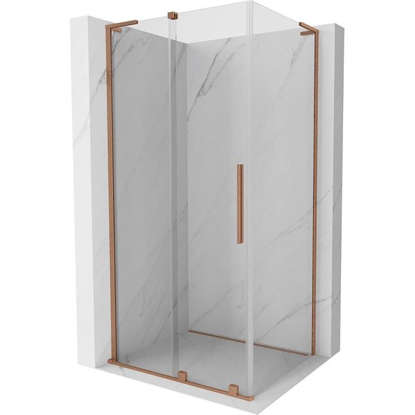 Mexen Velar L Cabina Doccia Scorrevole 120 X 85 Cm, Trasparente, Rame Spazzolato - 871-120-085-03-65-image