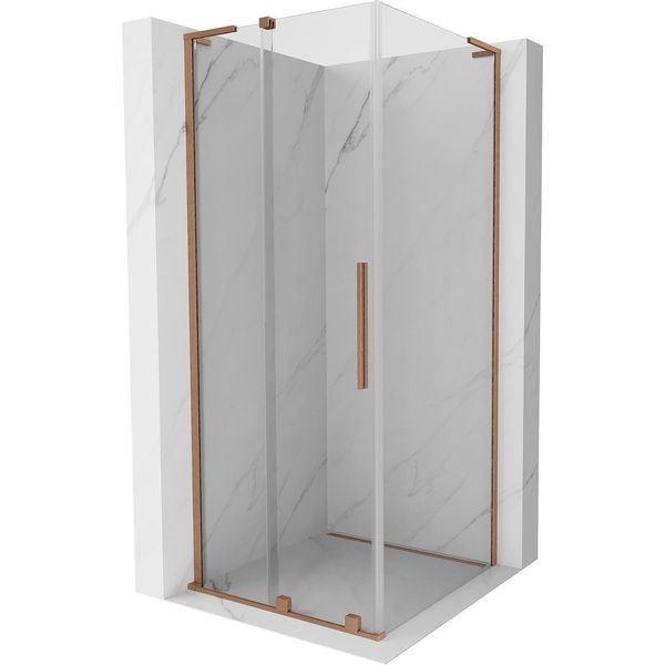 Mexen Velar L Cabina Doccia Scorrevole 110 X 110 Cm, Trasparente, Rame Spazzolato - 871-110-110-03-65-image