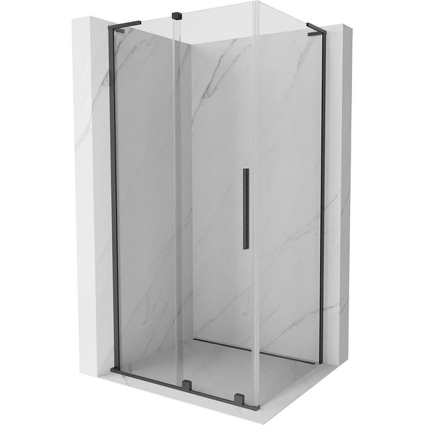 Mexen Velar L Cabina Doccia Scorrevole 100 X 80 Cm, Trasparente, Grigio Canna Di Fucile Spazzolato - 871-100-080-03-66-image