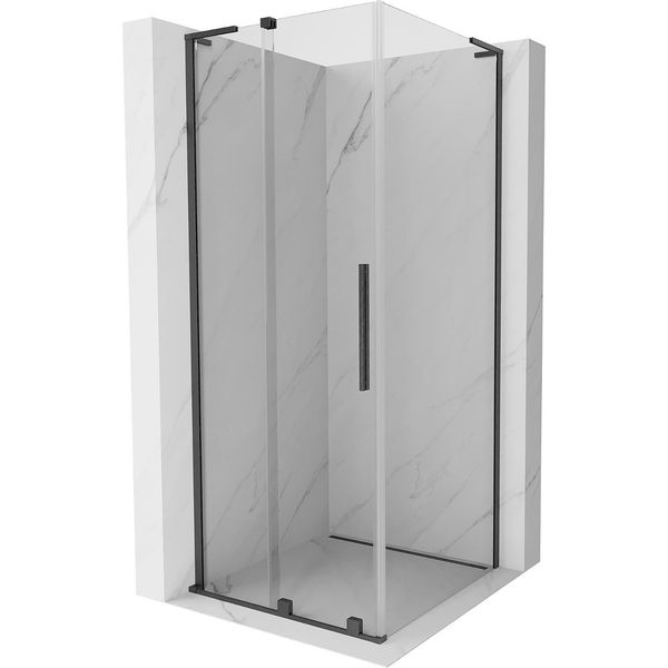 Mexen Velar L Cabina Doccia Scorrevole 100 X 100 Cm, Trasparente, Grigio Canna Di Fucile Spazzolato - 871-100-100-03-66-image