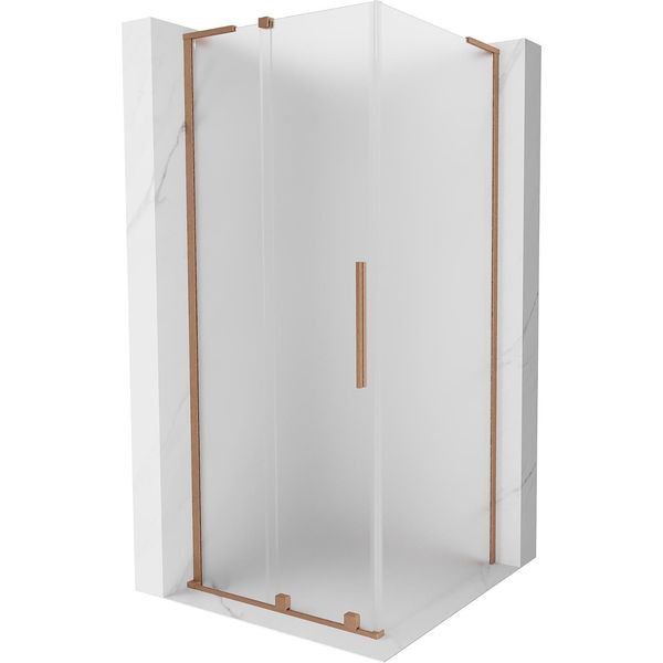 Mexen Velar L Cabina Doccia Scorrevole 100 X 100 Cm, Ghiaccio, Rame Spazzolato - 871-100-100-33-65-image