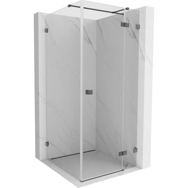 Mexen Lunar T Cabina Doccia A Battente Destra 120 X 120 Cm, Trasparente, Grigio Canna Di Fucile Spazzolato-image
