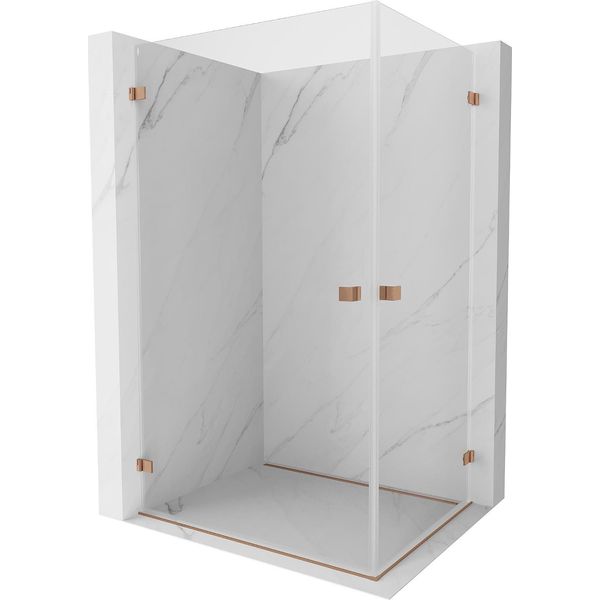 Mexen Lunar-B Duo Cabina Doccia A Battente 90 X 70 Cm, Trasparente, Rame Spazzolato - 832-090L-070P-65-00-image