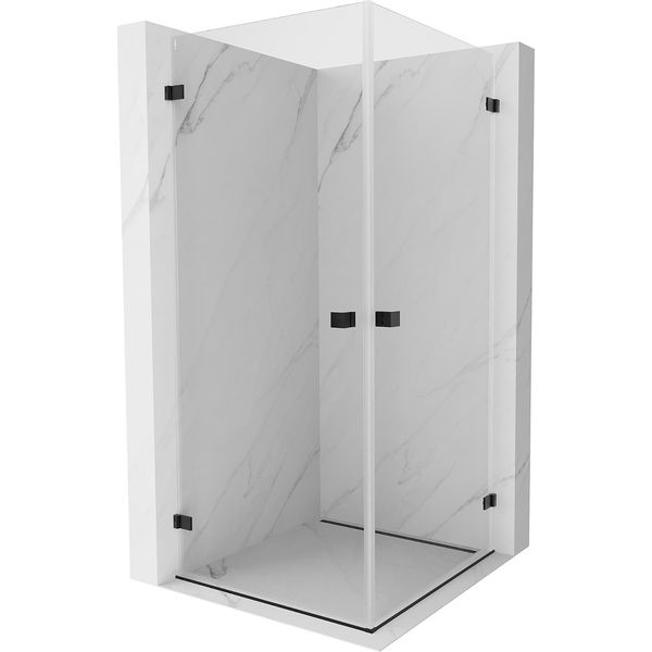 Mexen Lunar-B Duo Cabina Doccia A Battente 80 X 80 Cm, Trasparente, Nero - 832-080L-080P-70-00-image