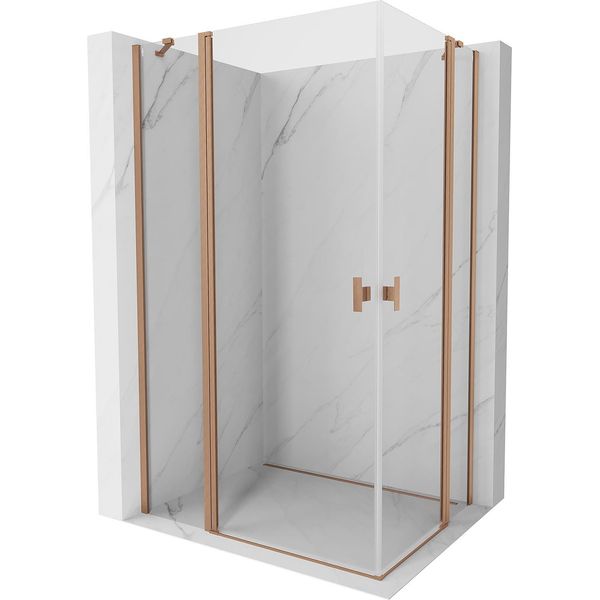 Mexen Mist Duo Cabina Doccia A Battente 115 X 70 Cm, Trasparente, Rame Spazzolato - 8A4-115-070-65-00-image