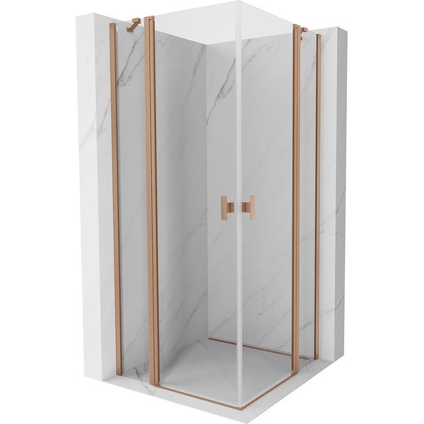 Mexen Mist Duo Cabina Doccia A Battente 85 X 85 Cm, Trasparente, Rame Spazzolato - 8A4-085-085-65-00-image