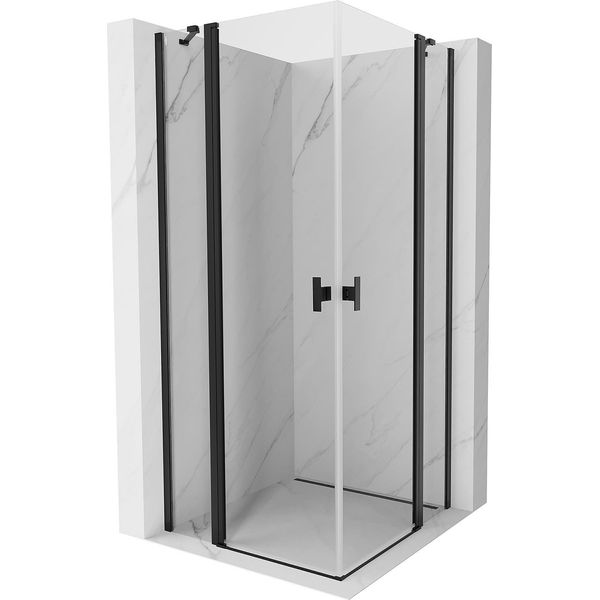 Mexen Mist Duo Cabina Doccia Ad Anta Battente 115 X 115 Cm, Trasparente, Nera - 8A4-115-115-70-00-image