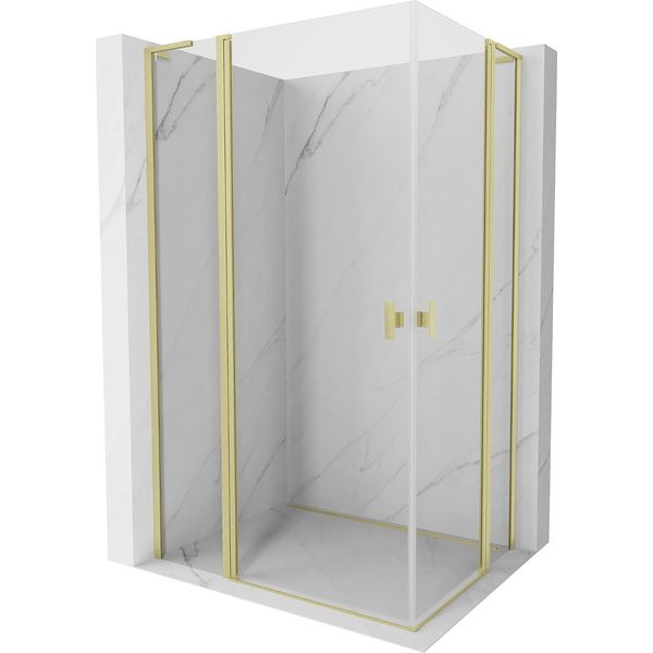 Mexen Mist L Duo Cabina Doccia A Battente 100 X 90 Cm, Trasparente, Oro Spazzolato - 8A4L-100-090-55-00-image