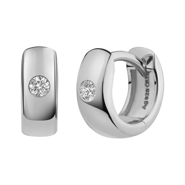Paar Creolen CaÏ "925 Silber Rhodiniert Zirkonia", Weiß (Weiß, Weiß), Ohrringe, Damen, One-Size, Silber 925 (Sterlingsilber)-image