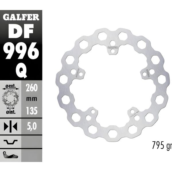Disco Freno Galfer DF996Q Cubiq® Rigido Posteriore 260X5Mm-image