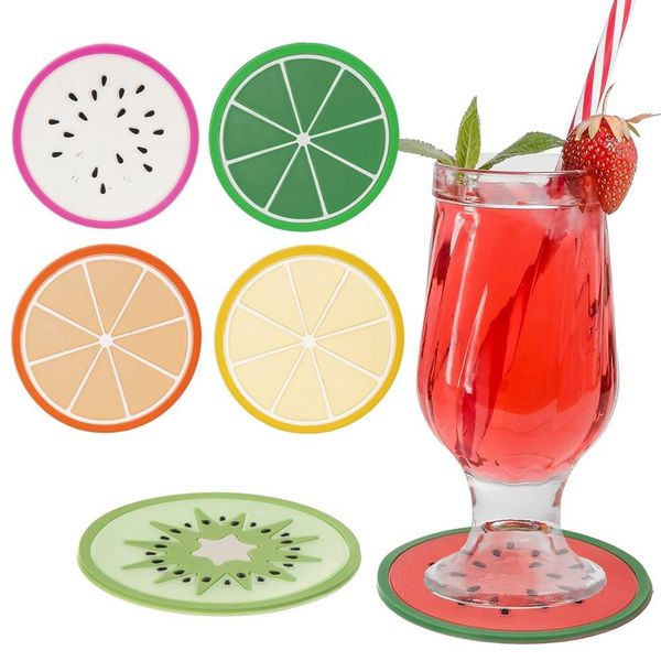 Sottobicchiere Per Tazze Bicchieri Fette Di Frutta Motivo Frutta 6 Pezzi Set 8,5 Cm-image
