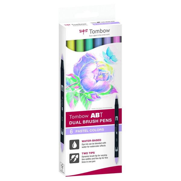 Tombow Abt-6C-2Tombow Abt Dual Brush Pen Set Da 6, Colori Pastello, Confezione In Cartone-image