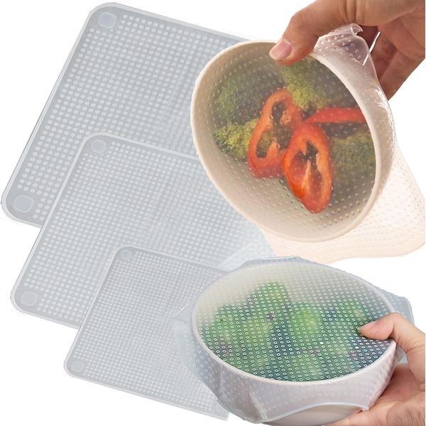 Coperchi In Silicone Multiuso 4 Pezzi Per Alimenti Coperchi Riutilizzabili-image