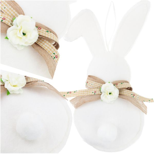 Ciondolo A Forma Di Coniglietto, Decorazione Pasquale, Coniglietto Pasquale, Tessuto Bianco-image