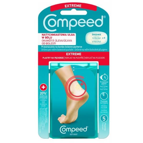 Compeed, Cerotti Per Vesciche Sul Tallone Estremi, Medi, 5 Pezzi - A Lungo Termine!-image