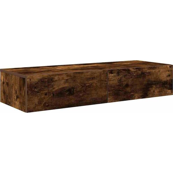 Vidaxl Scaffale A Muro Con Cassetti In Rovere Fumé 100X36X19Cm Materiale In Legno-image