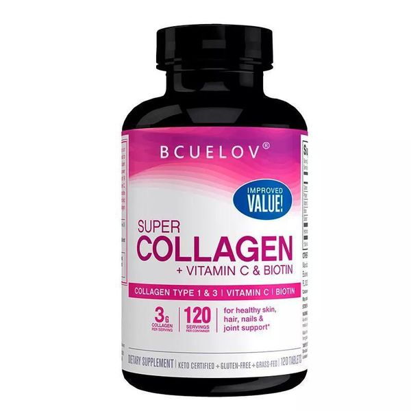 Super Collagene + Vitamina C E Biotina (120 Capsule) Integratore Alimentare, Capelli, Unghie, Pelle-image