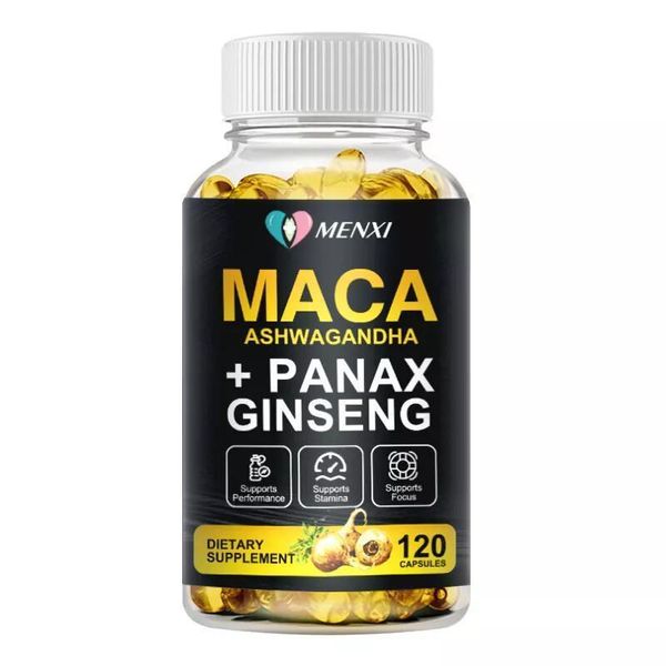 Maca, Ashwaganda + Ginseng (120 Capsule) Integratore Alimentare, Energia, Resistenza, Forza-image