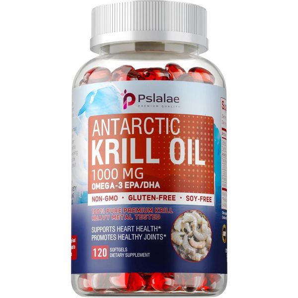 Olio Di Krill Antartico 1000Mg (120 Capsule) Integratore Alimentare, Cuore, Pelle, Occhi, Articolazioni, Ossa, Sistema Immunitario-image