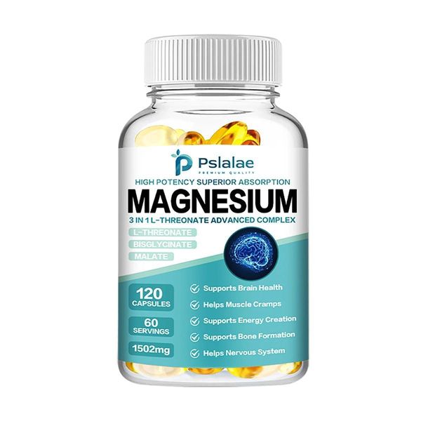 Magnesio 3 In 1 L-Treonato Complesso Avanzato 1502 Mg (120 Capsule) Integratore Alimentare, Cervello, Muscoli, Ossa, Energia, Nervi-image