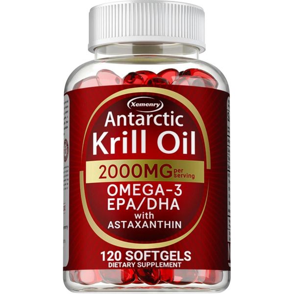 Olio Di Krill Antartico 2000Mg (120 Capsule) Integratore Alimentare, Cuore, Capelli, Pelle, Unghie, Sistema Immunitario-image