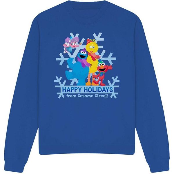 Sesame Street - Felpa "Happy Holidays"" Per Uomo/Donna Unisex TV20645 (Xxl) (Blu Royal)"-image