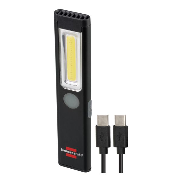 Brennenstuhl Led Akku Handleuchte Pl 200 Ac / Led Taschenlampe Mit Cob Led (200Lm, Inklusive Usb C-Ladekabel, Bis Zu 12H Leuchtdauer, Inspektionsleuch (1175590100)-image
