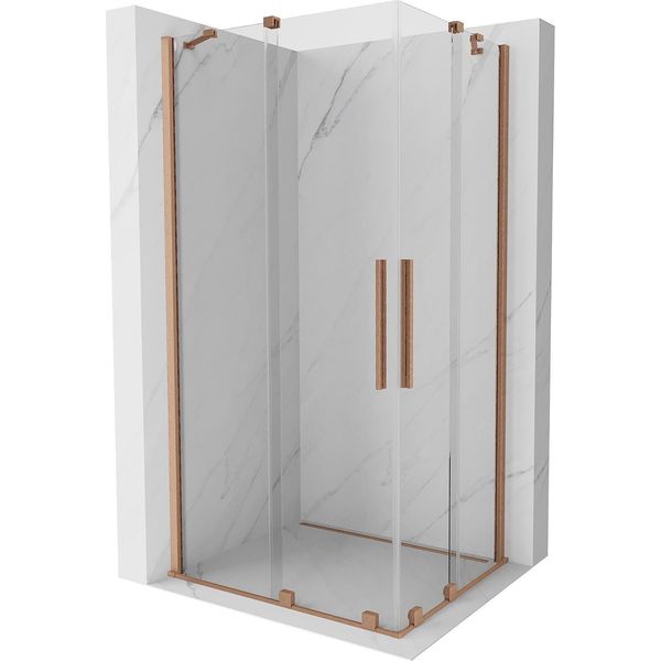 Mexen Velar Duo Cabina Doccia Scorrevole 100 X 90 Cm, Trasparente, Rame Spazzolato - 871-100-090-02-65-image