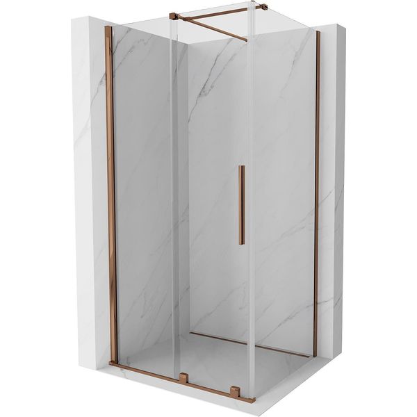 Mexen Velar Cabina Doccia Scorrevole 140 X 100 Cm, Trasparente, Oro Rosa - 871-140-100-01-60-image