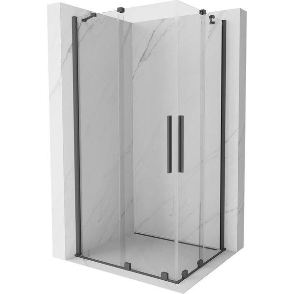 Mexen Velar Duo Cabina Doccia Scorrevole 100 X 90 Cm, Trasparente, Grigio Canna Di Fucile Spazzolato - 871-100-090-02-66-image