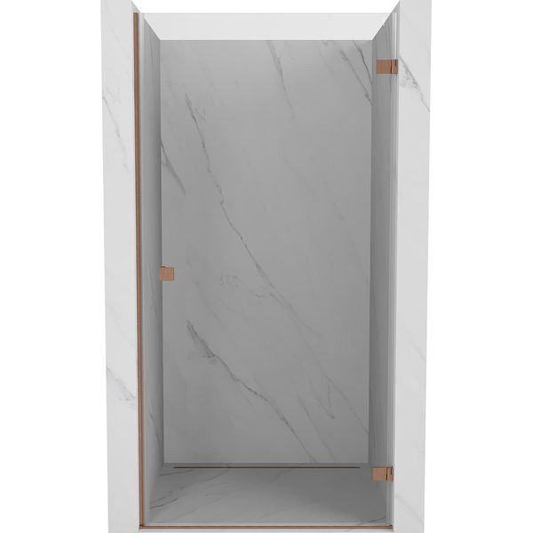 Mexen Lunar-B Porta Doccia A Battente Destra 90 Cm, Trasparente, Rame Spazzolato - 832-090-000-65-00-P-image