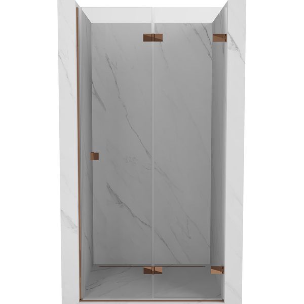 Mexen Lunar-F Porta Doccia Pieghevole A Destra 80 Cm, Trasparente, Oro Rosa - 836-080-000-60-00-P-image