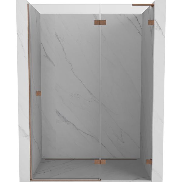Mexen Lunar L Porta Doccia A Battente Destra 135 Cm, Trasparente, Rame Satinato - 834L-135-000-65-00-P-image