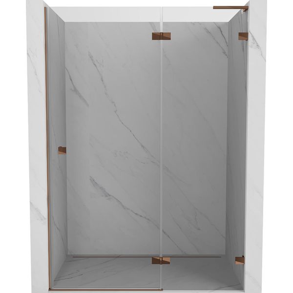 Mexen Lunar L Porta Doccia A Battente Destra 135 Cm, Trasparente, Oro Rosa - 834L-135-000-60-00-P-image
