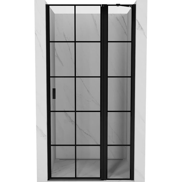 Mexen Mist Porta Doccia A Battente Destra 115 Cm, Griglia Nera, Nero - 8A4-115-000-70-77-P-image