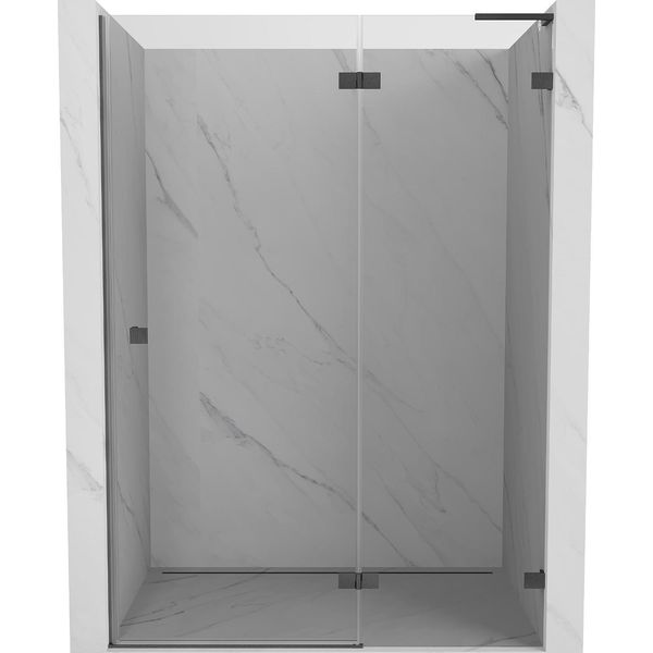 Mexen Lunar L Porta Doccia Scorrevole Destra 140 Cm, Trasparente, Grigio Canna Di Fucile Spazzolato - 834L-140-000-66-00-P-image