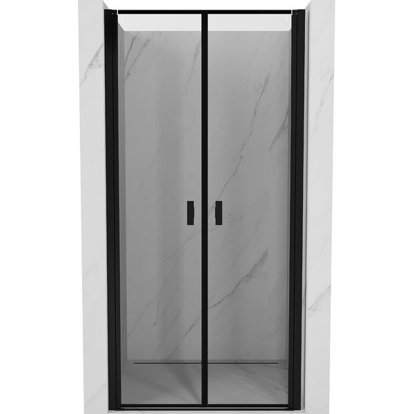 Mexen Mist Porta Doccia A Battente 110 Cm, Cornice Nera, Nero - 8A7-110-000-70-70-image