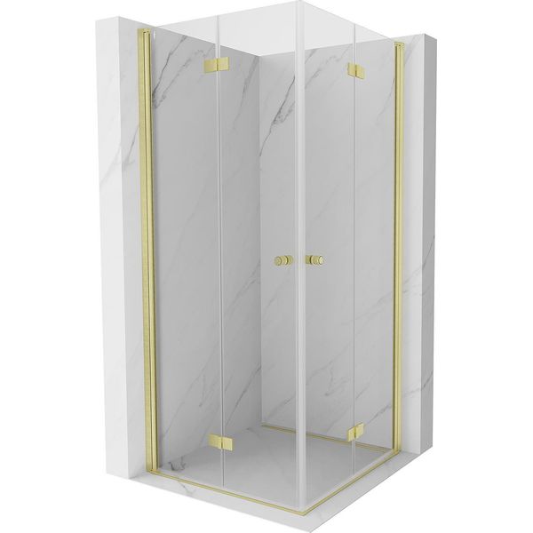 Mexen Mist-F Duo Cabina Doccia Pieghevole 95 X 95 Cm, Trasparente, Oro Spazzolato - 8A6-095L-095P-55-00-image