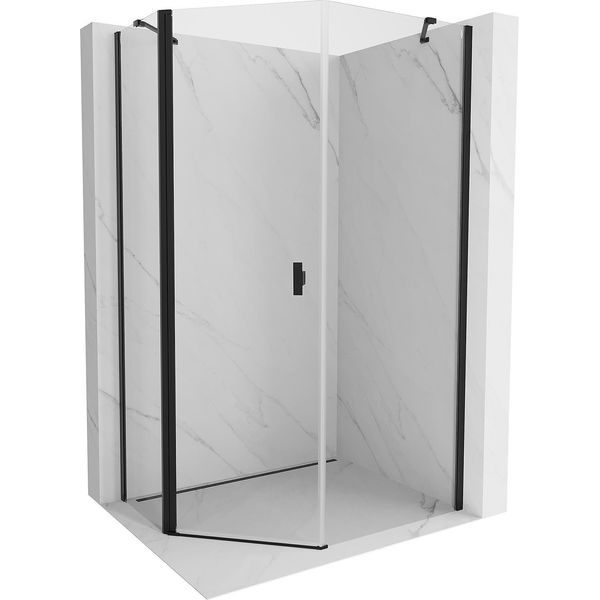 Mexen Mist Cabina Doccia Pentagonale Asimmetrica A Battente 80 X 100 Cm, Trasparente, Nera - 8A8-080-100-70-00-image