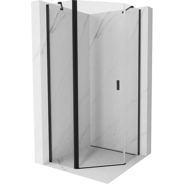 Mexen Mist Cabina Doccia Pentagonale A Battente 80 X 80 Cm, Trasparente, Nera - 8A8-080-080-70-00-image