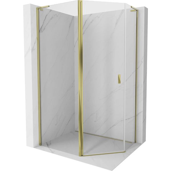 Mexen Mist L Cabina Doccia Pentagonale Asimmetrica Battente 100 X 80 Cm, Trasparente, Oro - 8A8L-100-080-50-00-image