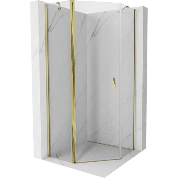 Mexen Mist Cabina Doccia Pentagonale Con Porta A Battente 80 X 80 Cm, Trasparente, Oro - 8A8-080-080-50-00-image