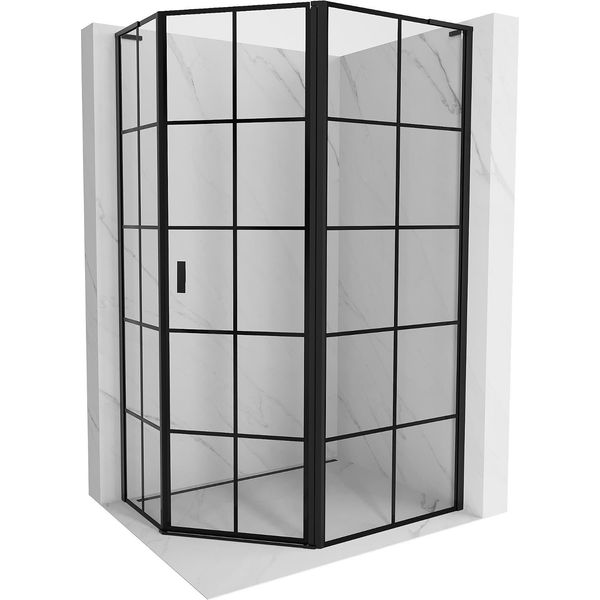 Mexen Mist L Cabina Doccia Pentagonale Asimmetrica A Battente Destra 100 X 80 Cm, Griglia Nera, Nero - 8A8L-100-080-70-77-P-image